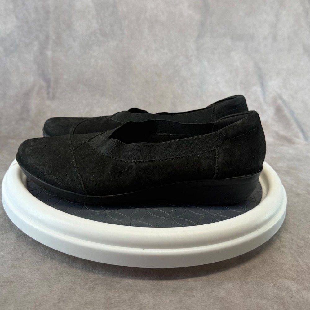 Clarks Sillian Tino Flats Women 6 Black Cloudsteppers Slip On Comfort Shoes